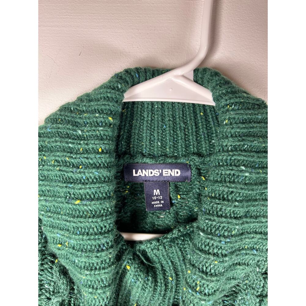 Lands' End Women's Green Cable Knit Turtleneck Sweater; Size M - Picture 4 of 8